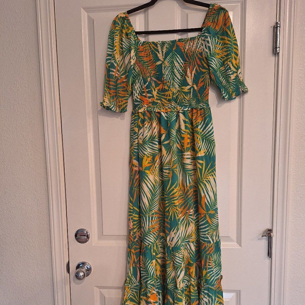 Betsey Johnson Multicolor Floral Puff Sleeve Maxi Dress size‎ xs